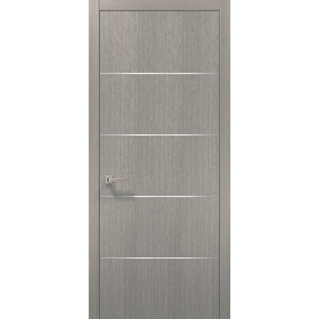 Sartodoors Modern Wood  36x84 Hardware Planum 0020 Grey Oak Single Pre-hung Panel Frame Trims Bathroom PLANUM20ID-SD-3684
